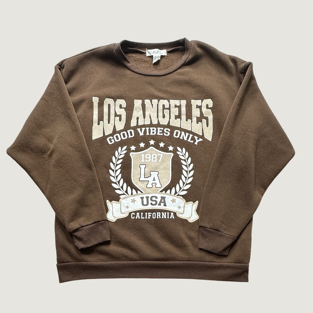 Birch and Stone Sweatshirt Womens S Brown Los Angeles Good Vibes Only 69492CR